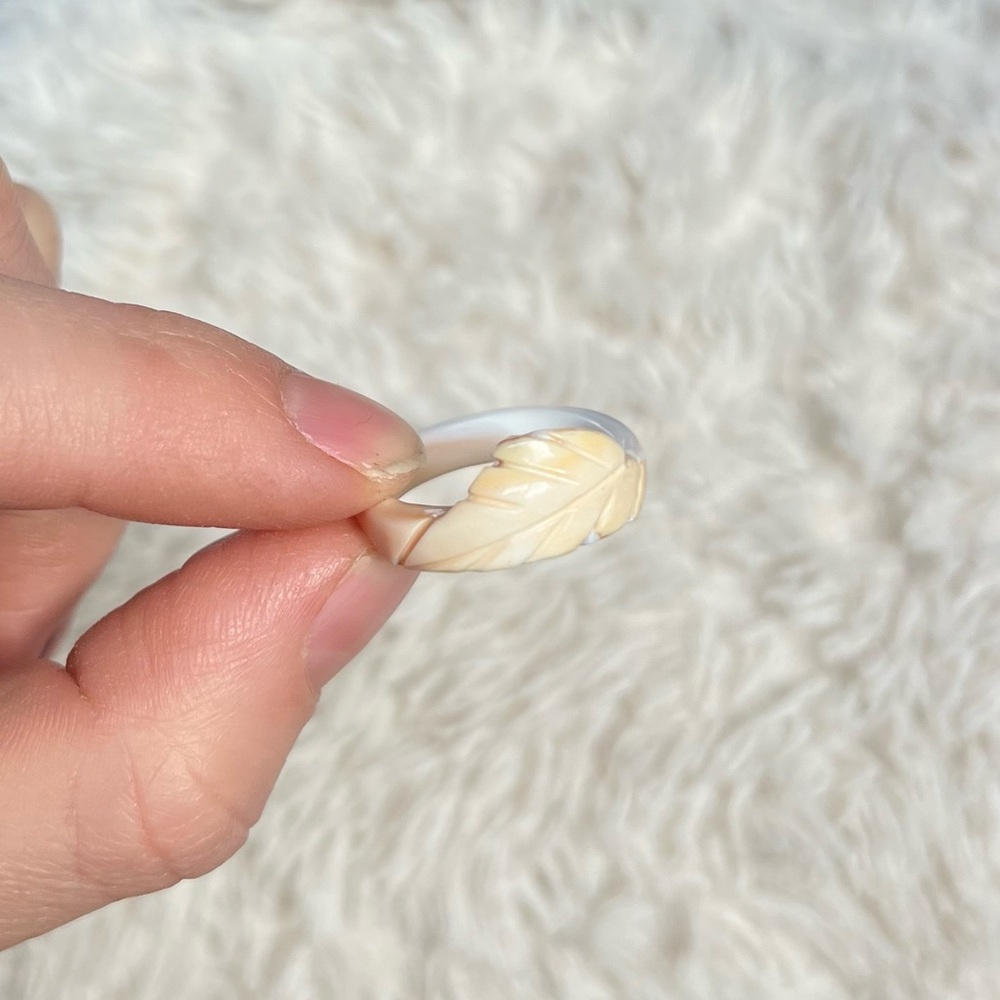 Hand Carved Shell Ring - Picture 4 of 6
